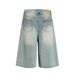 Men's Clothing High Street Retro Distressed Washed Denim Shorts Men's Loose Casual Wide Leg Straight Shorts Worn All Match Pants_mkmklike.com