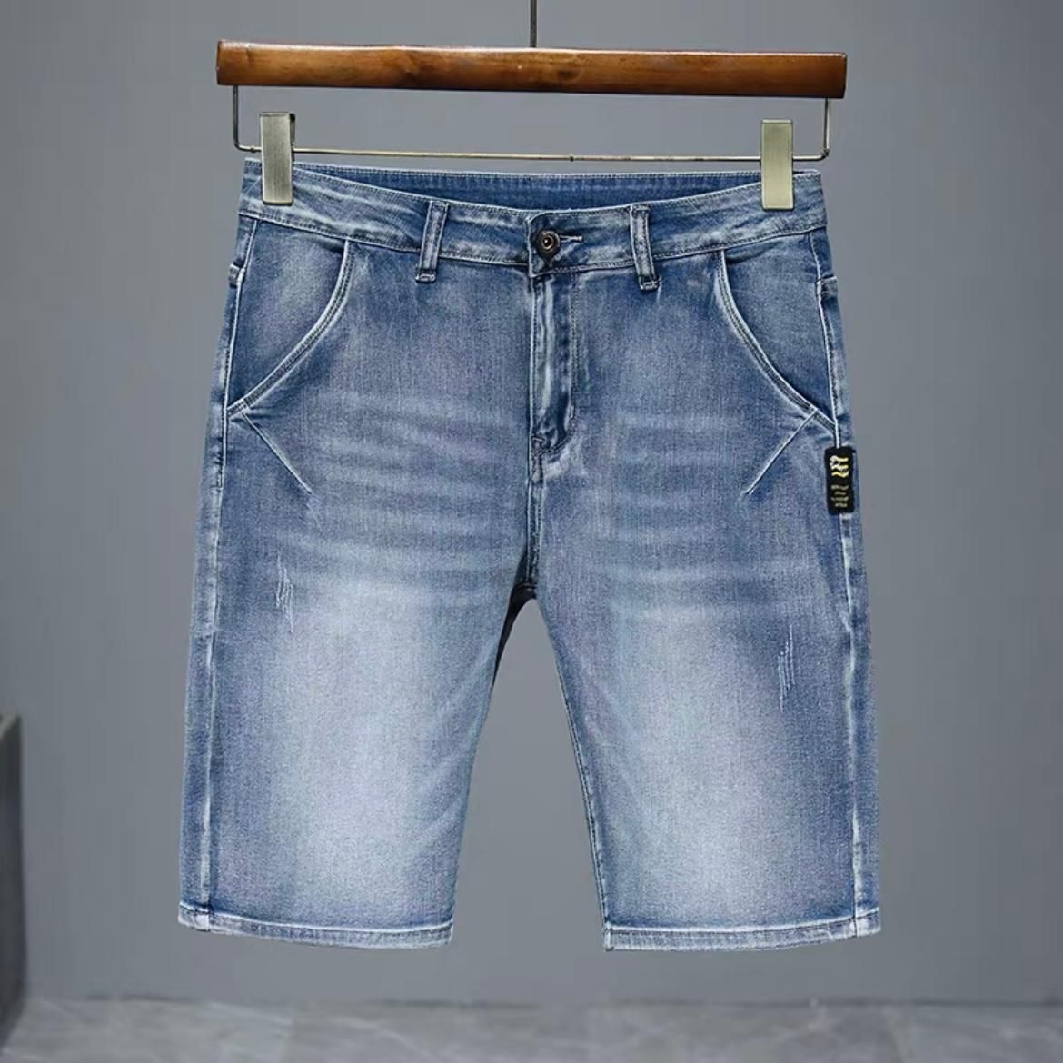 Men's Summer Thin Denim Shorts Casual Versatile Stretch Five Point Pants Loose Straight Leg Mid-Length Riding Breeches Trendy Brand_mkmklike.com