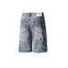 Men's Clothing Men's Blue Ripped And Distressed Denim Shorts Trendy Loose Straight Leg Versatile And Stylish Clothing_mkmklike.com