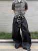 Men's Vintage Button-Fly Jeans – Relaxed Wide-Leg Denim Pants With Distressed Wash, Cleanfit Aesthetic For Streetwear & Retro Styling_mkmklike.com