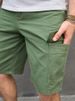 Men's Casual Distressed Denim Cargo Shorts - Mid Waist Slim Fit Stretch Cotton Army Green Streetwear_mkmklike.com