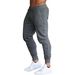 Solid color slim sports for men's tight fitting leggings, fitness running youth casual pants_mkmklike.com