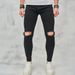 Men's Stretch Skinny Jeans With Distressed Details - Comfortable Slim Fit Denim Pants For Casual Wear_mkmklike.com