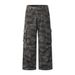 American Style Workwear Camouflage Street Fashion Punk Loose Jeans Men's Multi-Pocket Straight Pants With Pleated Design_mkmklike.com