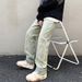 LKTM Men's Clothing#Yellow Mud Dyed Vintage Washed Printed Jeans For Men, High Street European And American Trendy_mkmklike.com
