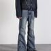 New American Ig Street Jeans For Men, Embroidered Ink Splased Wide Loose And Versatile Straigt Leg Pants, Autumn_mkmklike.com