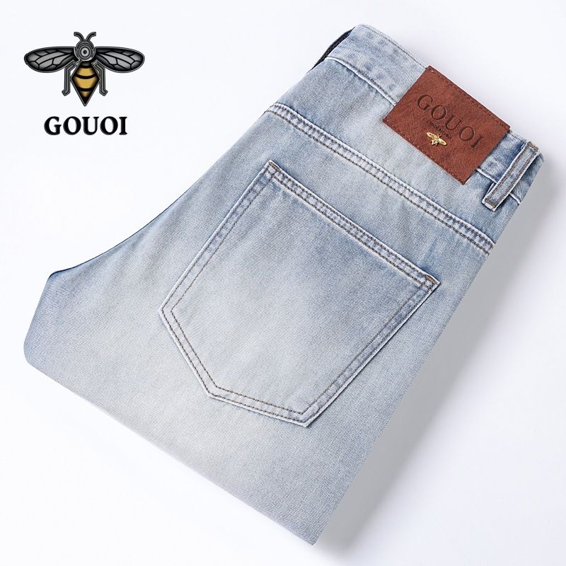 Summer Loose Fit Jeans For Men - Lightweight Stretch Denim Pants With Relaxed Tapered Leg_mkmklike.com