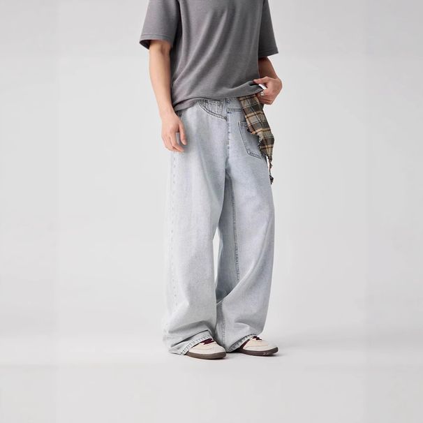 Men's Distressed Wrap Jeans - Avant-Garde Washed Denim Pants With Structured Fit For Casual Streetwear_mkmklike.com
