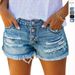 Women's Clothing Trendy Ripped Tassel Denim Shorts Straight Breasted Women's Hot Pants_mkmklike.com