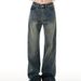 Men's Clothing Retro High Street Blue Distressed Wide Leg Jeans Loose Fit Slimming Straight Leg Floor Length Trousers For Men And Women Trendy Brand_mkmklike.com