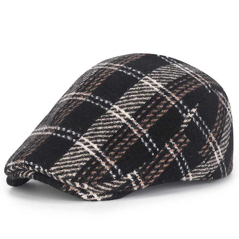 Hot Sale Plaid Berets Woman Thick Woon Newsboy Hats For Men Autumn Winter British Sty Painter Hat Fashion Casual Boina Cap_mkmklike.com