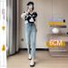 High-waisted Stretch Straight-leg Jeans For Women, 2024 Autumn And Winter New Style, Petite Size, Fleece-lined,_mkmklike.com