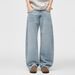 Men’S Curved Blade Jeans – Vintage Washed Relaxed Fit Denim Pants, High Street Cleanfit Style For Casual Wear (Retro Blue)_mkmklike.com