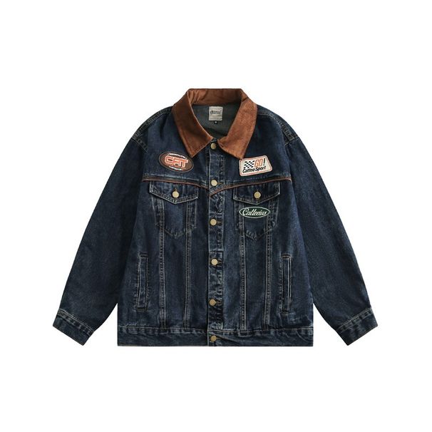 Vintage Vintage Denim Jacket, Loose And Stylish Top, Patchwork Embroidered Workwear Shirt_mkmklike.com