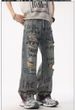 Men's Graffiti Washed Jeans – Vintage Loose Straight Leg Denim Pants With Distressed Details (S-XXL)_mkmklike.com