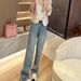 Women's Clothing Autumn Slim Fit Straight Leg Jeans For Plus Size Women Wide Leg Pants Stylish And Versatile Pear Shaped_mkmklike.com