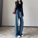 Women's Autumn Loose Fit Slimming Straight High-Waisted Vintage Plus Size Wide-Leg Jeans, Floor-Length Casual Pants That_mkmklike.com