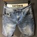Men's Washed Blue Whiskered Denim Shorts Trendy Brand Slim Fit Casual Five Point Pants Slightly Stretchy Style_mkmklike.com