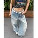 Women's Light Blue High-Waisted Wide-Leg Jeans – Vintage Washed Stretch Denim Pants With Embroidery Detail (S-3xl)_mkmklike.com
