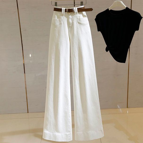 High Waist Wide Leg Jeans Women 2025 New High-Grade Loose Slimming Drape Straight-leg Trousers White Long Pants_mkmklike.com