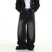 Men's Clothing Men's Retro Washed Black Jeans Loose Straight Leg Wide Leg Floor Length High Street Trendy Trousers_mkmklike.com