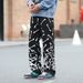 Men's High Street Punk Straight Leg Pants Bone Print Cargo Hip Hop Cool And Stylish_mkmklike.com