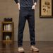 Pulse Straight-Leg Business Jeans Winter Trendy Leather Label Stretch Simple European And American Casual Pants Men's Autumn_mkmklike.com