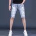 Men's Ripped Denim Shorts Cropped Jeans Printed Breeches Summer Style Trendy Brand Casual High Waist Mid Rise Shorts_mkmklike.com