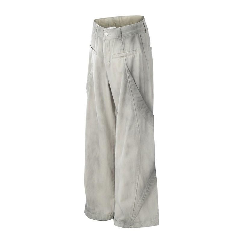 Unisex Distressed Denim Jeans - Loose Straight Leg Workwear Pants With Vintage Grunge Style_mkmklike.com