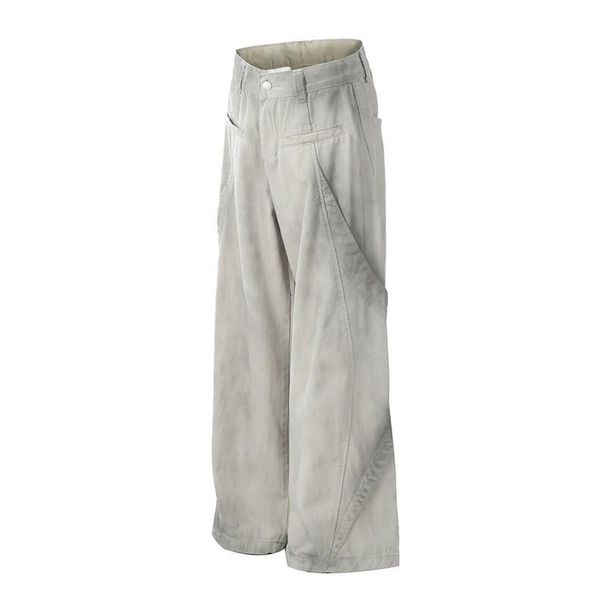 Unisex Distressed Denim Jeans - Loose Straight Leg Workwear Pants With Vintage Grunge Style_mkmklike.com