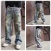 Men's Clothing American Vibe Dirty Old Graffiti Wide Leg Jeans Men's Personality Ripped Handsome Straight Casual Pants Men_mkmklike.com