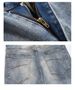 American High Street Washed Old Jeans Men's Slim Straight Slightly Pulled Light Pants_mkmklike.com