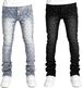 Rhinestone Skinny Stacked Jeans Mens Straight Leg Jeans Casual Pants Slim Fit Jeans Vintage Grunge Hip Hop Pants_mkmklike.com