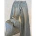 Women's Light Blue Sparkle Straight Leg Jeans - High Waist Loose Fit Stretchy Comfort Pants For Plus Size_mkmklike.com