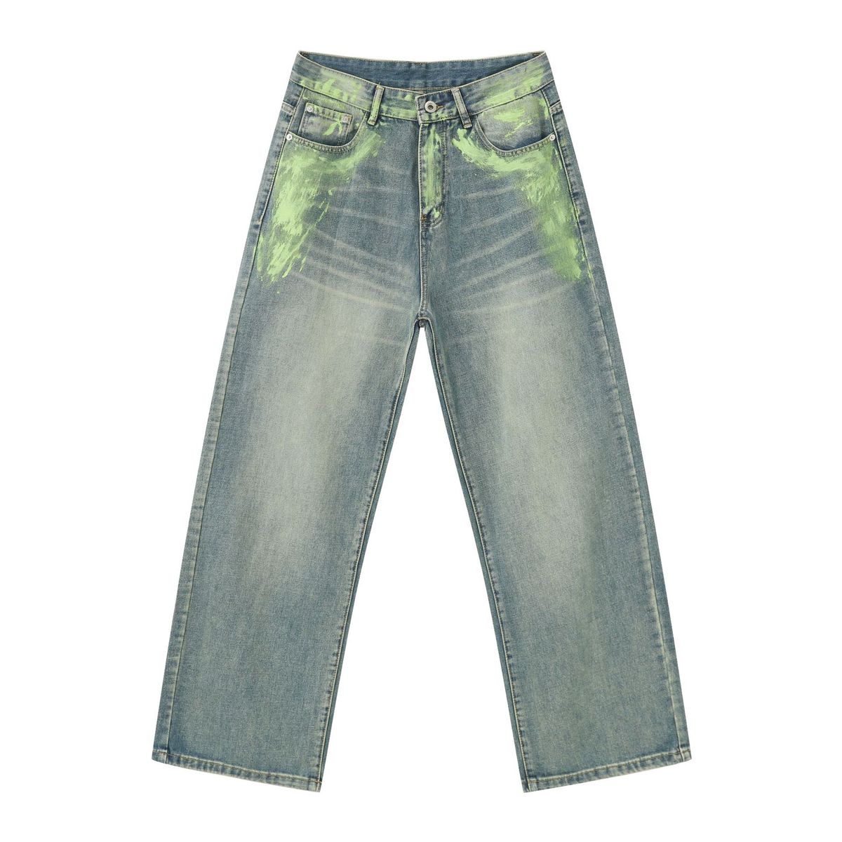 EF JEANS | 2024 New Product, Meichao Personalized Hand-painted Retro Straight Mopping Ins Jeans Tide_mkmklike.com