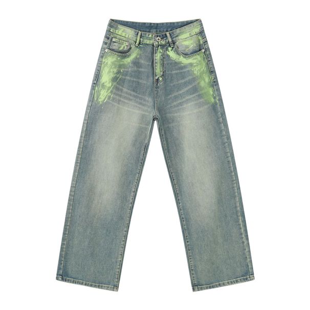 EF JEANS | 2024 New Product, Meichao Personalized Hand-painted Retro Straight Mopping Ins Jeans Tide_mkmklike.com