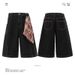 Men's Clothing Retro Fashion Brand Contrast Color Square Scarf Design Denim Shorts Unisex Loose Summer Casual Cropped Pants_mkmklike.com