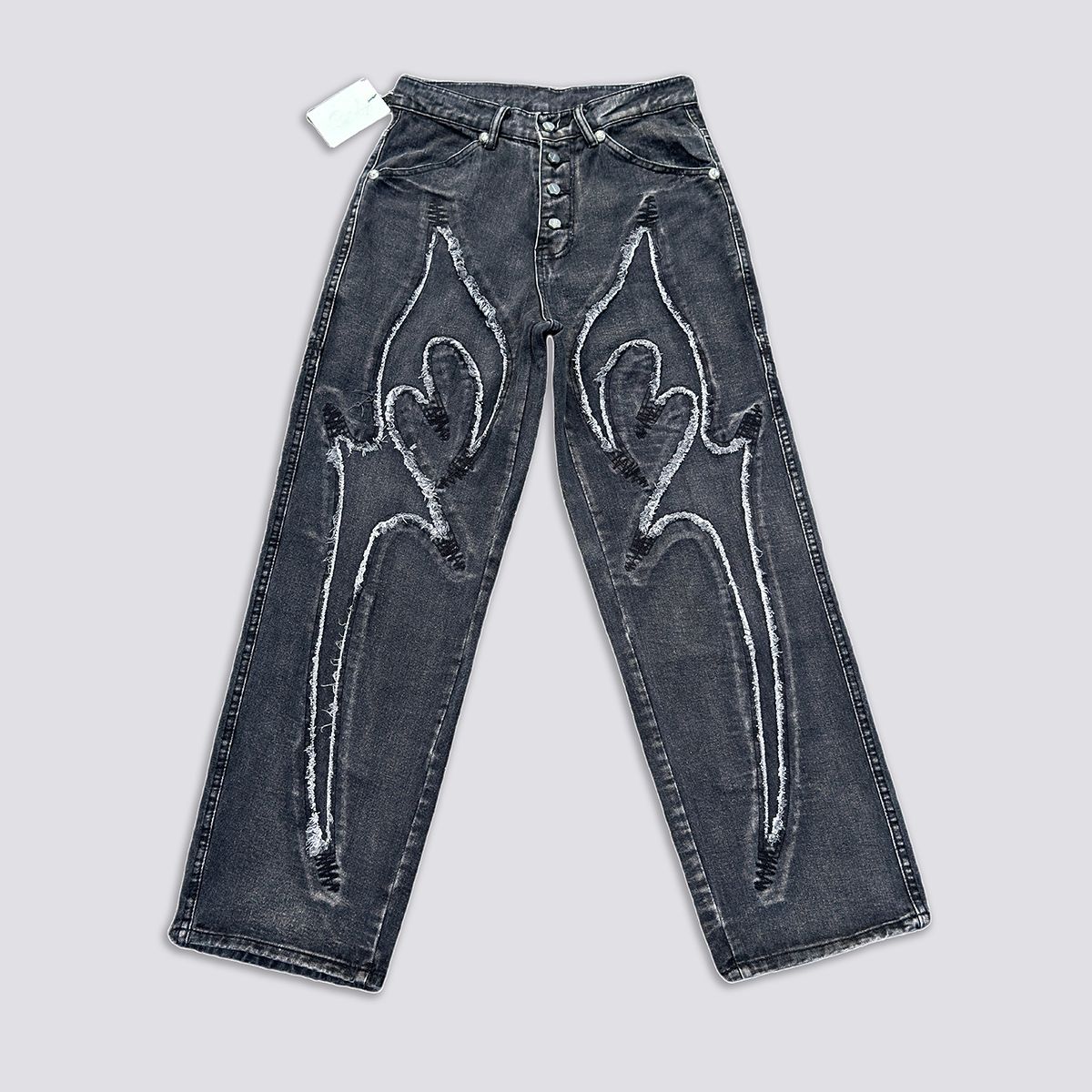 Vintage Ripped Washed Embroidery Black Blue Baggy Jeans For Men And Women High Street Casual Denim Trousers Oversized_mkmklike.com