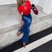 Women's Clothing Flared Jeans – High Waist Bootcut Denim Pants With Stretch, Slimming Dark Blue Wide Leg Trousers For Work & Casual_mkmklike.com
