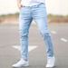 Casual Mid-Rise Skinny Jeans For Men, Stretch Denim Trousers_mkmklike.com