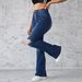 Spring 2025 High Waist Stretchy American Retro Denim Jeans Women's Micro Flared Long Pants Torn Hole Casual Female Attire_mkmklike.com