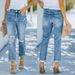 Women's fashion trend Ripped jeans Women's trousers blue_mkmklike.com