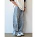 High Waist Sparkling Rhinestone Tie-Dyed Jeans Casual Slimming Straight Leg Wide Leg Pants For Men And Women Versatile Spring Style_mkmklike.com