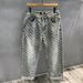 Pulse European And American Foreign Trade High Street INS Brand Jacquard Full Print Design Sense Jeans Men Loose Wide-Leg_mkmklike.com