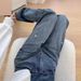 Sparkling Galaxy Blue Flared Jeans For Women - Glitter Narrow Wide Leg Trousers With High Waist & Rhinestone Details_mkmklike.com