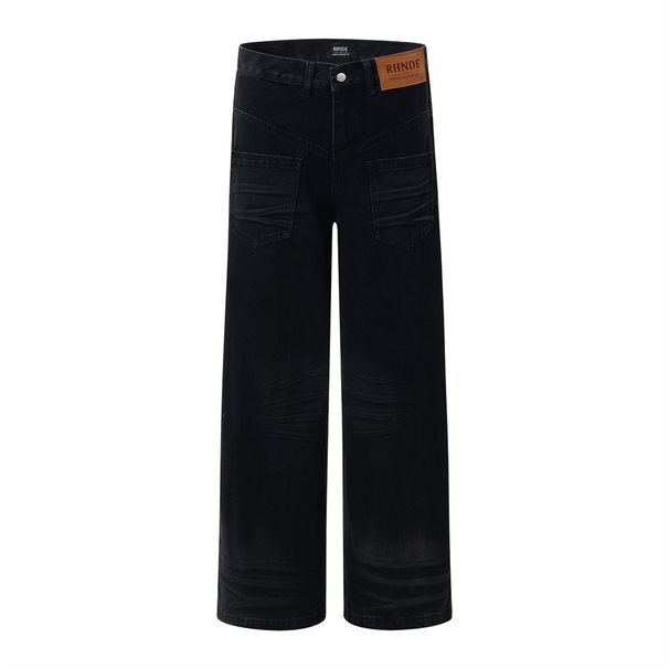 Designer Workwear Jeans Men's Trendy Brand Vibe Pleated Niche Loose Wide-Leg Casual Straight Long Pants_mkmklike.com