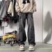 Men's Multi Pocket Cargo Jeans Straight Leg Loose Fit Versatile Wide Leg Trousers American High Street Style Washed Retro Cool_mkmklike.com