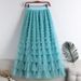 Mesh ruffled temperament skirt women's clothing new style celebrity long skirt slim cake skirt_mkmklike.com
