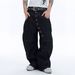 Vintage Raw Denim Jeans – High-Waisted Baggy Fit With Long Row Button Fly & Distressed Wash (S-XXXL, Indigo/Black)_mkmklike.com