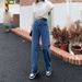 High-Waisted Wide-Leg Jeans – Flowy Straight Denim Pants With Dragging Hem For Women (Dark Grey/Light Blue)_mkmklike.com